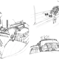 Croquis de recherche sur un concept de bateau